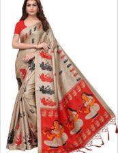 Archit enterprise Printed Kalamkari Saree, 6.3 m (with blouse piece), 8 Cm