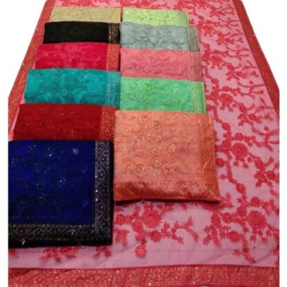 Party Wear Ladies Embroidered Net Saree, 6.3 Meter