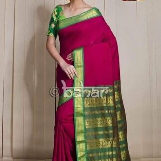6 m (with blouse piece) Jamdani Gadwal Silk Sarees, Hand Made