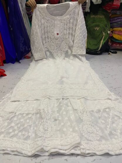 Georgette chikankari kurti sharara set