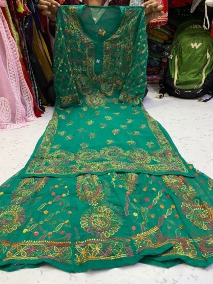 Georgette chikankari kurti sharara set