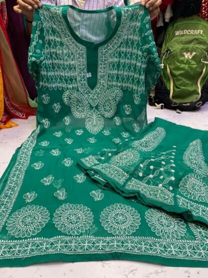 Georgette chikankari kurti sharara set