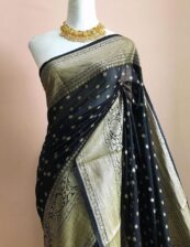 Semi jorjet silk dyeble zari scurt buti soft silk banarasi saree