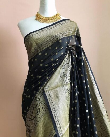 Semi jorjet silk dyeble zari scurt buti soft silk banarasi saree