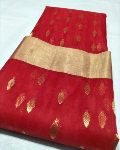 Original chanderi Handloom pure katan organza silk (silk by silk) saree with blouse.