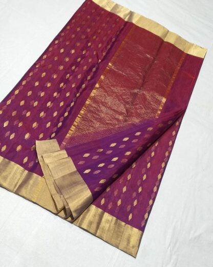 Original chanderi Handloom pure katan organza silk (silk by silk) saree with blouse.