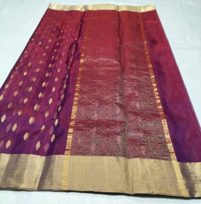 Original chanderi Handloom pure katan organza silk (silk by silk) saree with blouse.