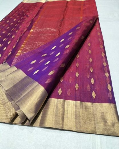 Original chanderi Handloom pure katan organza silk (silk by silk) saree with blouse.