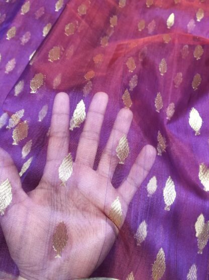 Original chanderi Handloom pure katan organza silk (silk by silk) saree with blouse.