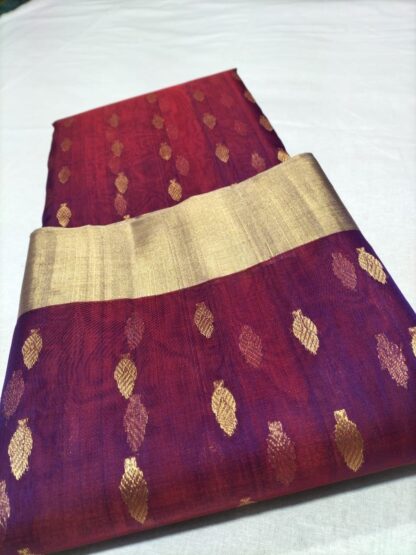 Original chanderi Handloom pure katan organza silk (silk by silk) saree with blouse.