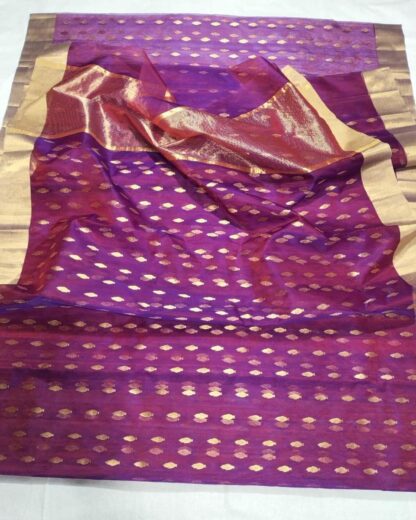 Original chanderi Handloom pure katan organza silk (silk by silk) saree with blouse.