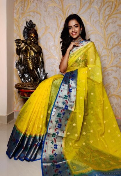Yellow Semi kora silk