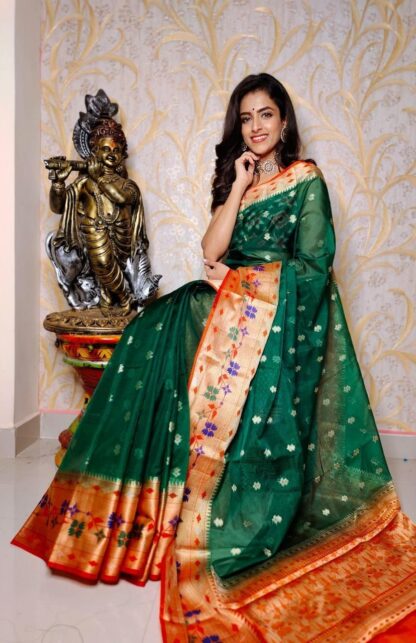 Green Semi kora silk