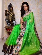 Green Semi kora silk