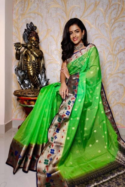Green Semi kora silk