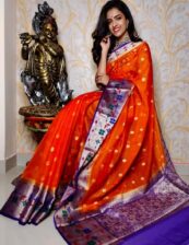 Orange-Red Semi kora silk