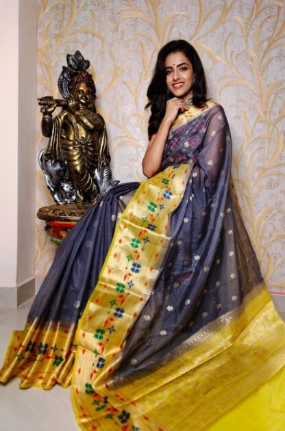 Grey Semi kora silk