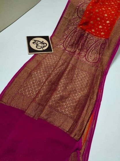 Semi jorjet silk dyeable zari scurt buti soft silk banarasi saree