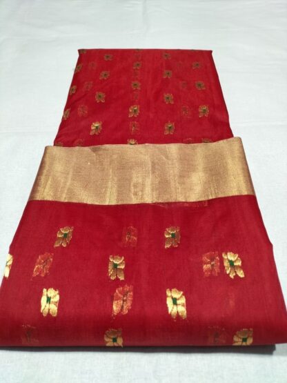 Original chanderi Handloom pure katan organza silk (silk by silk)Meena buti saree with blouse.