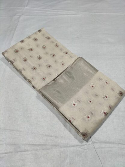 Original chanderi Handloom masrize cotton organza silk (silk by cotton ) Meena Kari buti saree with blouse.
