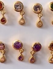 Imitation brass Golden AD stone earrings