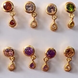Imitation brass Golden AD stone earrings