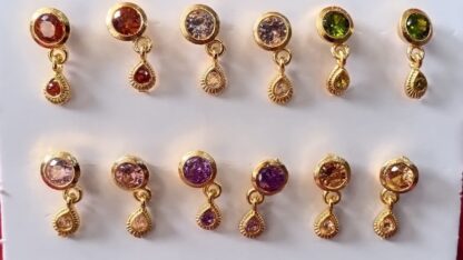 Imitation brass Golden AD stone earrings