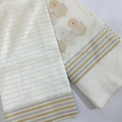 Original chanderi handloom pure Pattu organza silk (silk by soft silk ) saree with blouse.