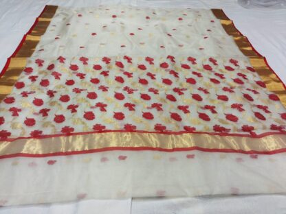 Original Handloom chanderi pure katan organza silk all over Meena Kari Buti jhaar pallu saree with blouse
