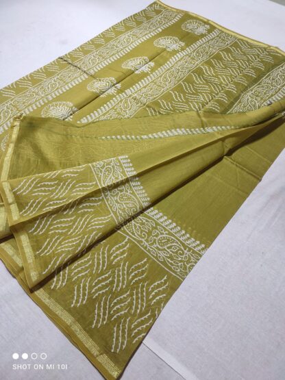 Original Handloom chanderi dabu hand block printed cotton silk saree saree with blouse