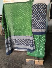 Hand blocK Grey and Green decharge print suit with bandh