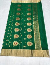 Original chanderi Handloom pure katan organza silk Meena buti saree with blouse.