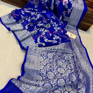 Semi georgette Alfi  meena jaal Banarsi Saree