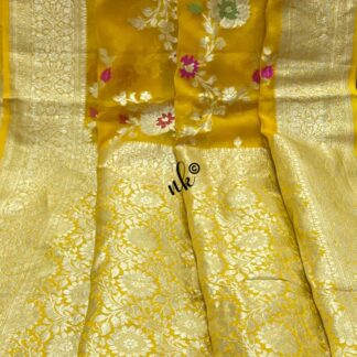 Banarsi Meena jaal Semi georgette Alfi Saree