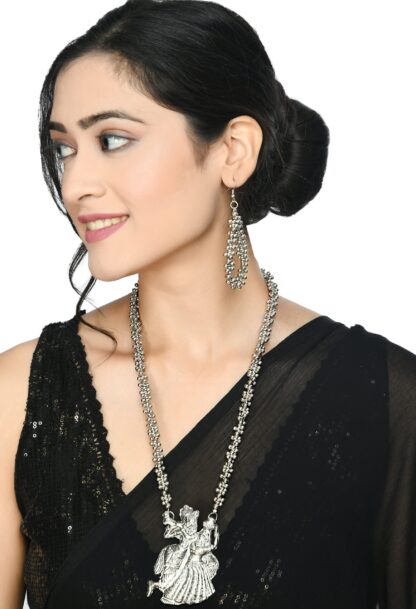 Johar Kamal Oxidised Silver Plated Radha Kishan Necklace Set Jkms_079