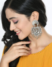 Johar Kamal Silver color base with Kundan & Ghungru Earrings Jker_119