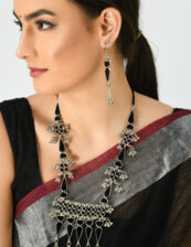 Johar Kamal Traditional designer Black Necklace with Earrings Jkms_022