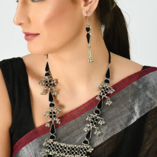 Johar Kamal Traditional designer Black Necklace with Earrings Jkms_022