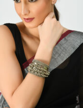 Johar Kamal Oxidised Silver-Plated Openable Bracelet With Ghungroo Jkbracelet_007