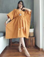 Golden-yellow Kaftan Hand Block printed
