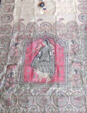 Madhubani hand painted Tussar silk saree