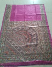 Madhubani hand painted raw silk saree