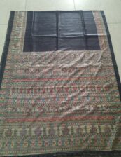 Madhubani hand painted raw silk saree