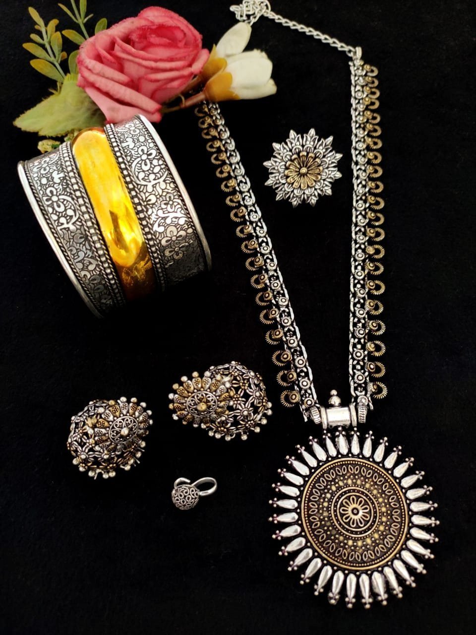 2Tone combo Long Necklace  set Premium Quality 2Tone combo Long Necklace  set Premium Quality