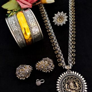 2-Tone combo Long Necklace set -v1 Premium Quality