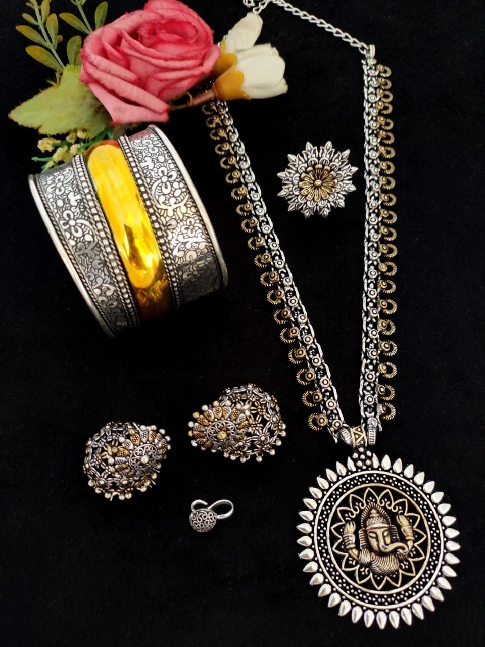 2Tone combo Long Necklace  set Premium Quality 2Tone combo Long Necklace  set Premium Quality