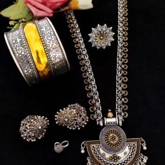 2-Tone combo Long Necklace  set Premium