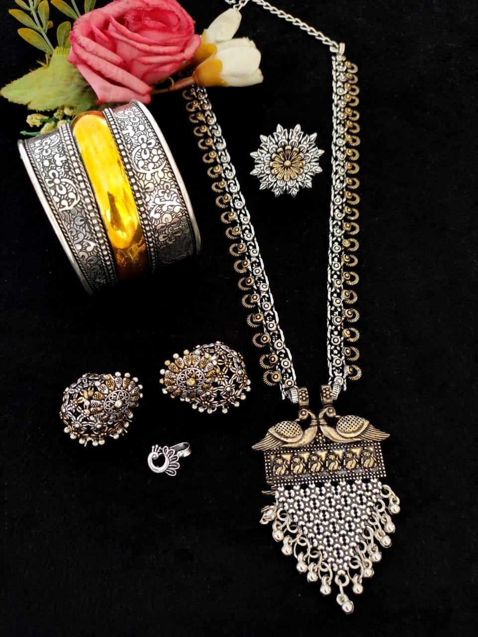 2Tone combo Long Necklace  set Premium Quality 2Tone combo Long Necklace  set Premium Quality