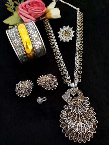 2Tone combo Long Necklace  set Premium Quality