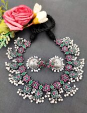 Blue and Green Stone Necklace Set   Beautiful